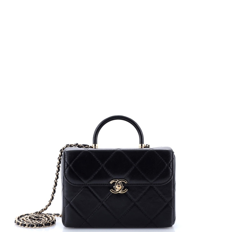 CC Top Handle Box Bag Quilted Calfskin Medium