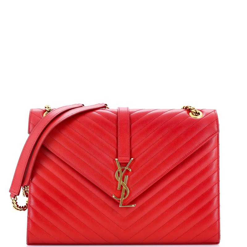 Classic Monogram Envelope Satchel Matelasse Chevron Leather Large