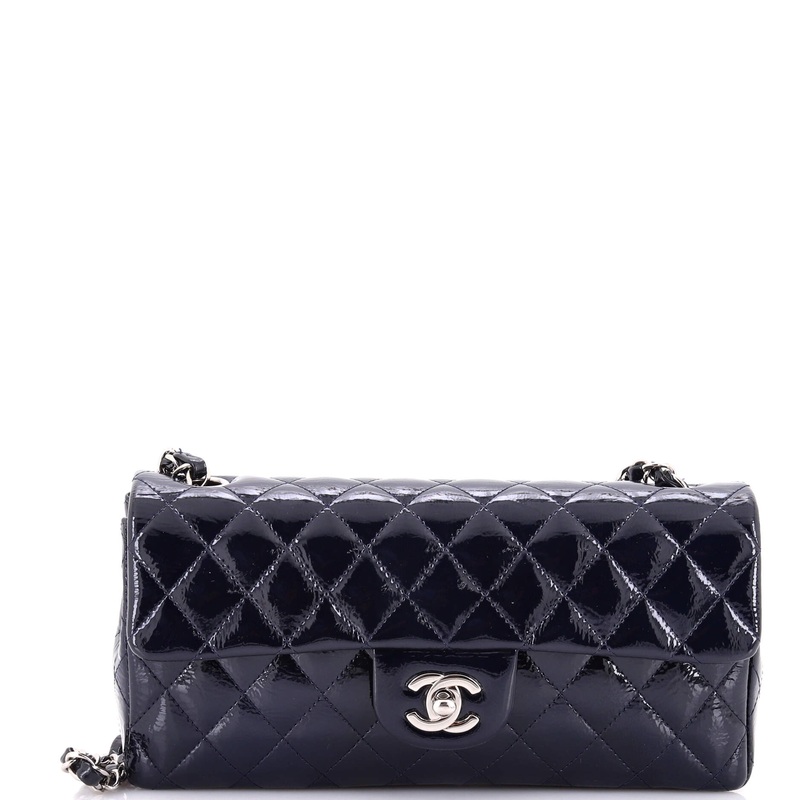 Classic Single Flap Bag Quilted Patent East West