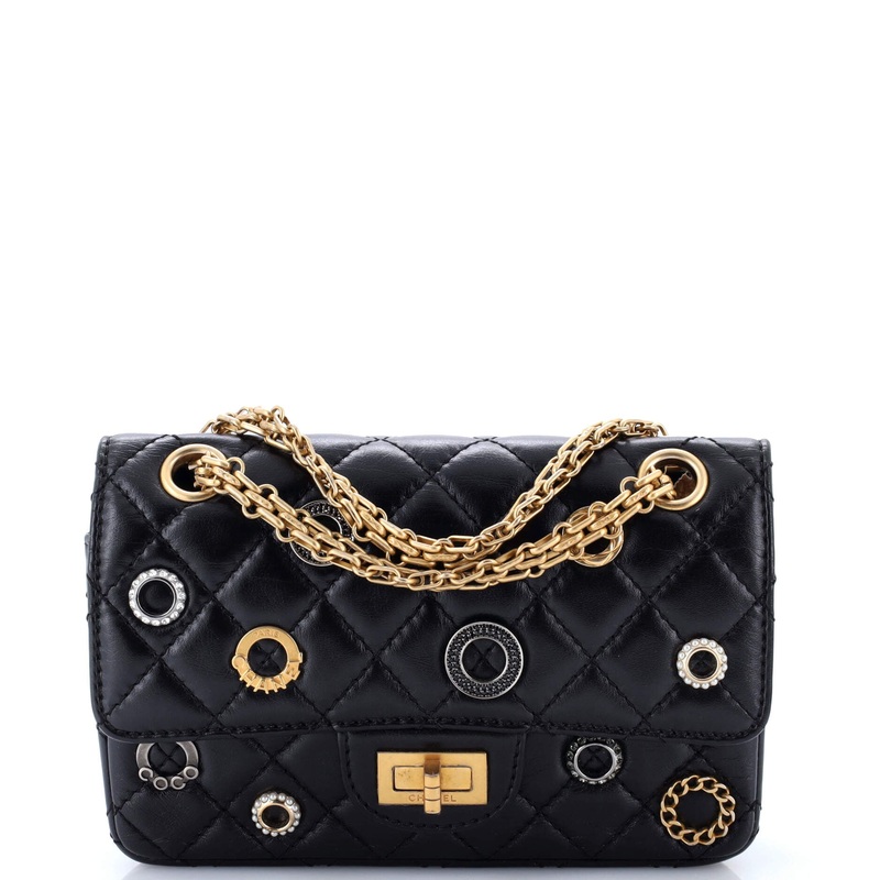 Crystal Charms 2.55 Reissue Flap Bag Aged Quilted Calfskin 224