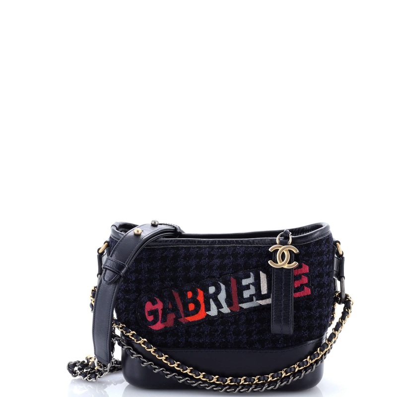 Gabrielle Logo Hobo Tweed and Calfskin Small