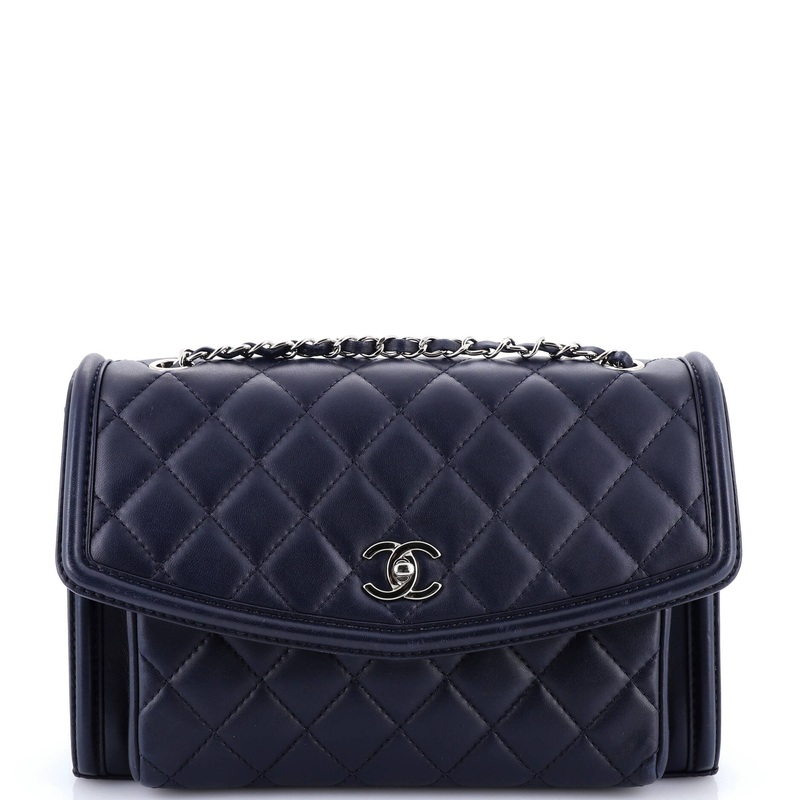 Geometric Flap Bag Quilted Lambskin Large