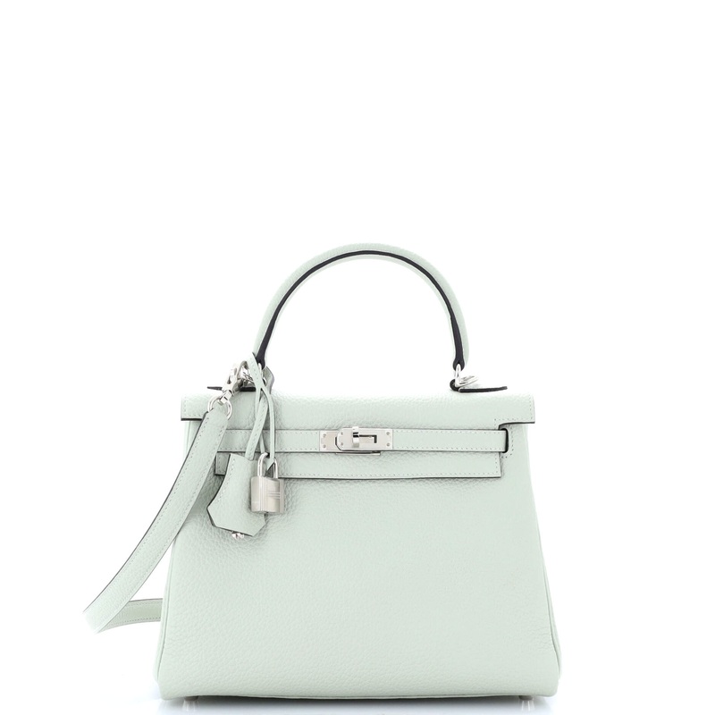 Kelly Handbag Grey Clemence with Palladium Hardware 25