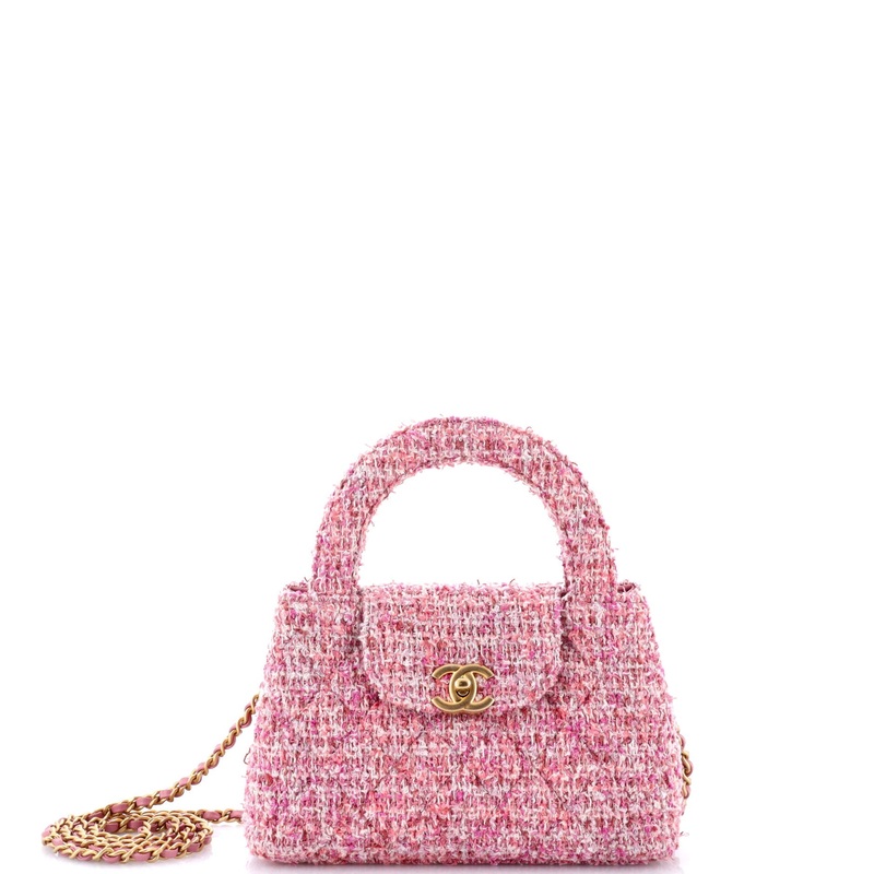 Kelly Top Handle Shopping Bag Quilted Tweed Mini