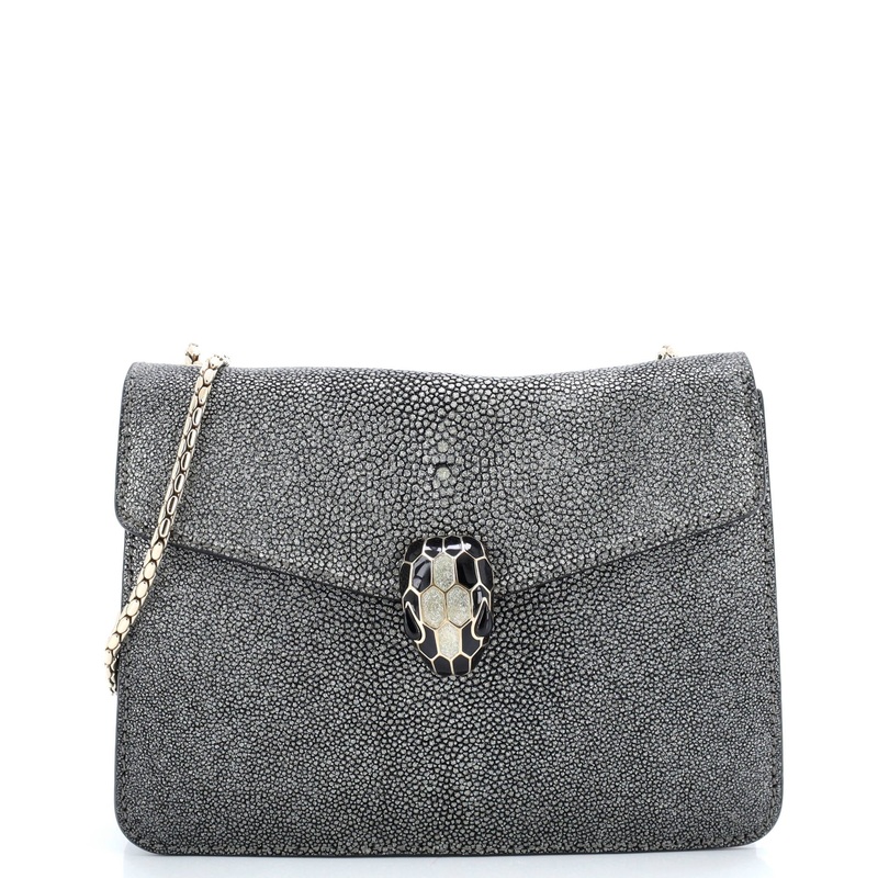Serpenti Forever Square Shoulder Bag Stingray Small