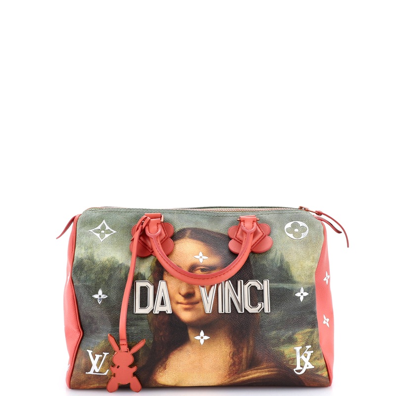Speedy Handbag Limited Edition Jeff Koons Da Vinci Print Canvas 30