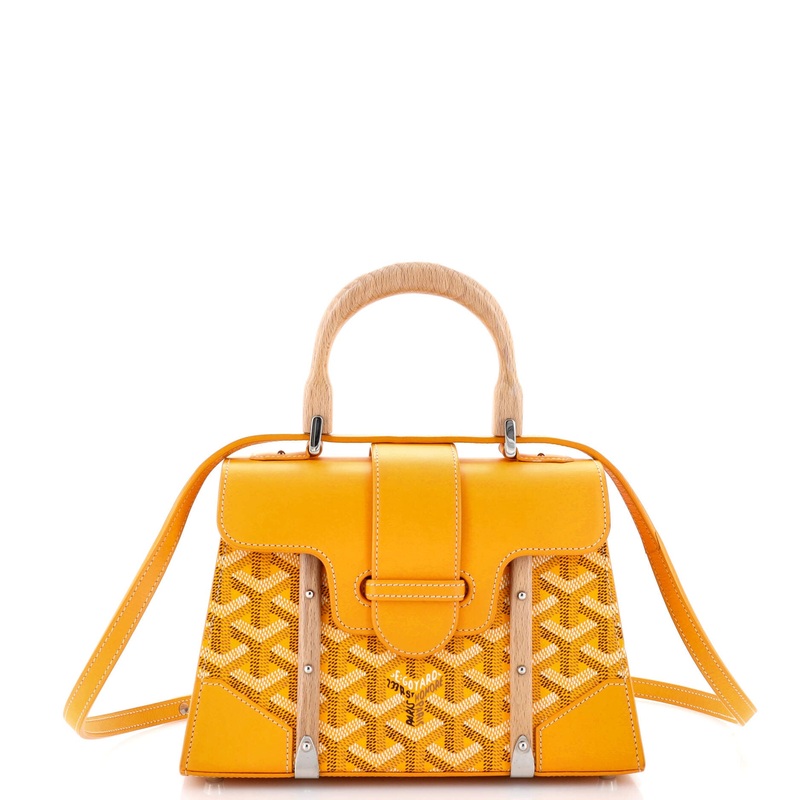 Structured Saigon Top Handle Bag Coated Canvas with Leather Mini