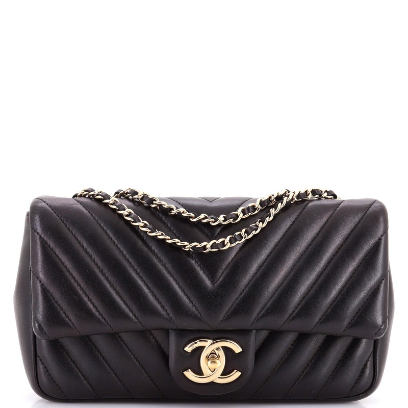 Surpique CC Flap Bag Chevron Lambskin Medium