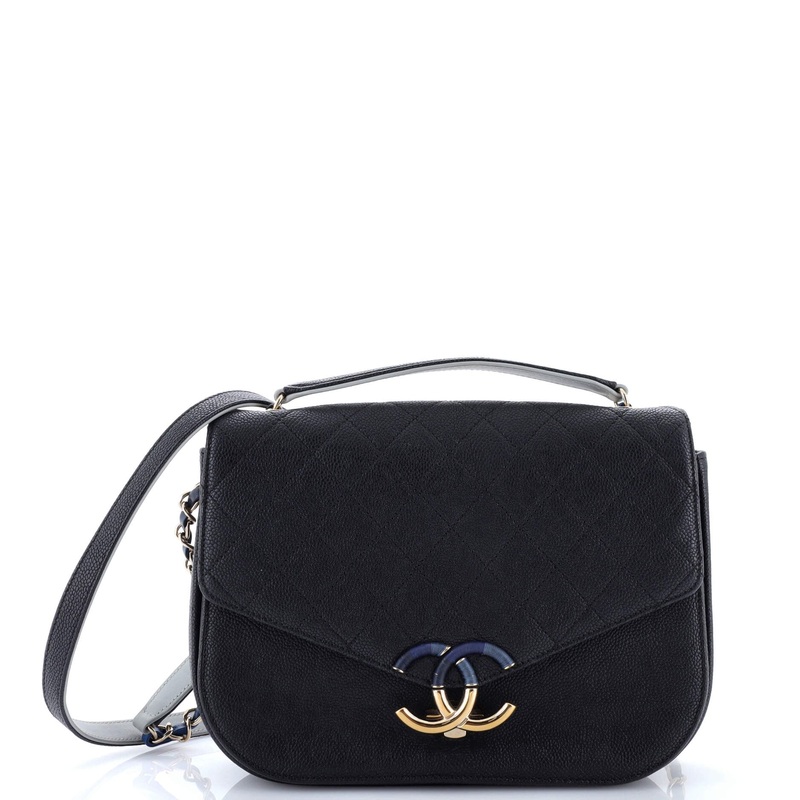 Thread Around Flap Bag Quilted Caviar Medium