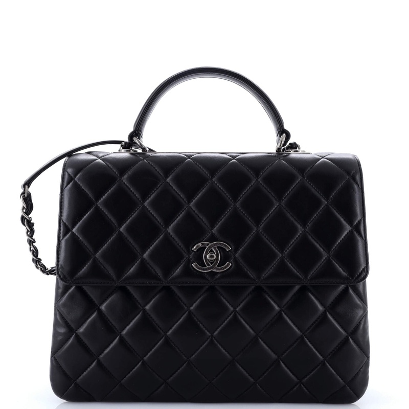 Trendy CC Top Handle Bag Quilted Lambskin Large