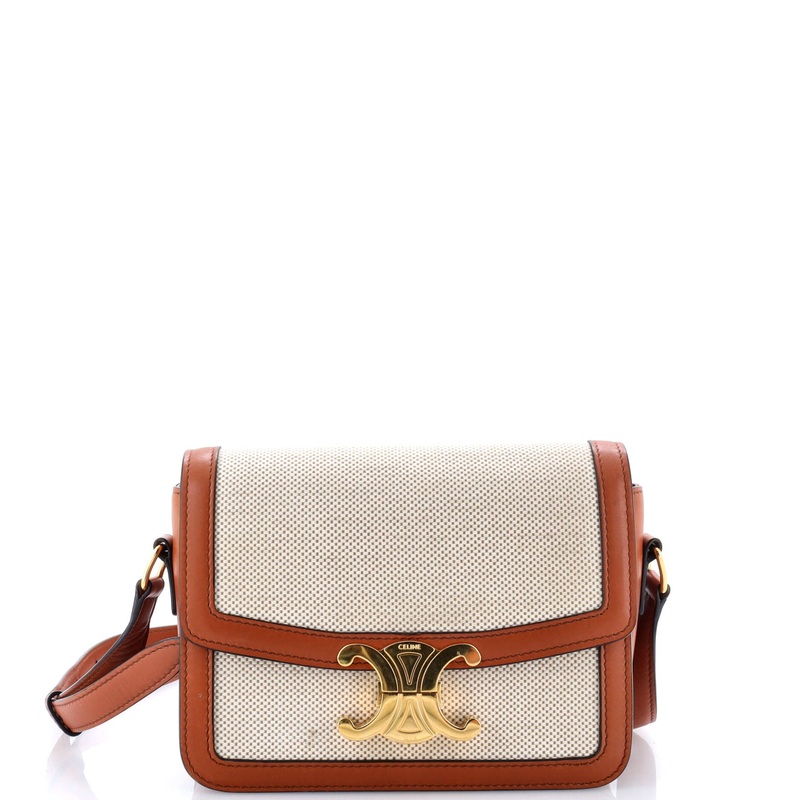 Triomphe Shoulder Bag Canvas with Leather Teen