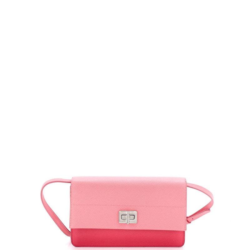 Turn Lock Wallet Crossbody Saffiano Leather Small