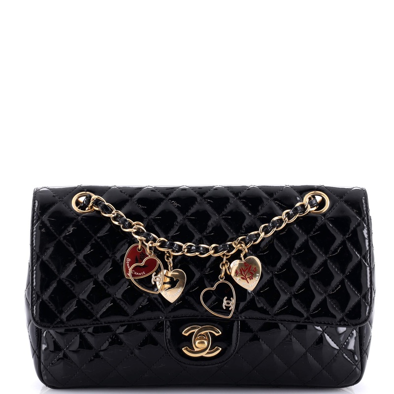 Valentine Hearts Flap Bag Quilted Patent Medium