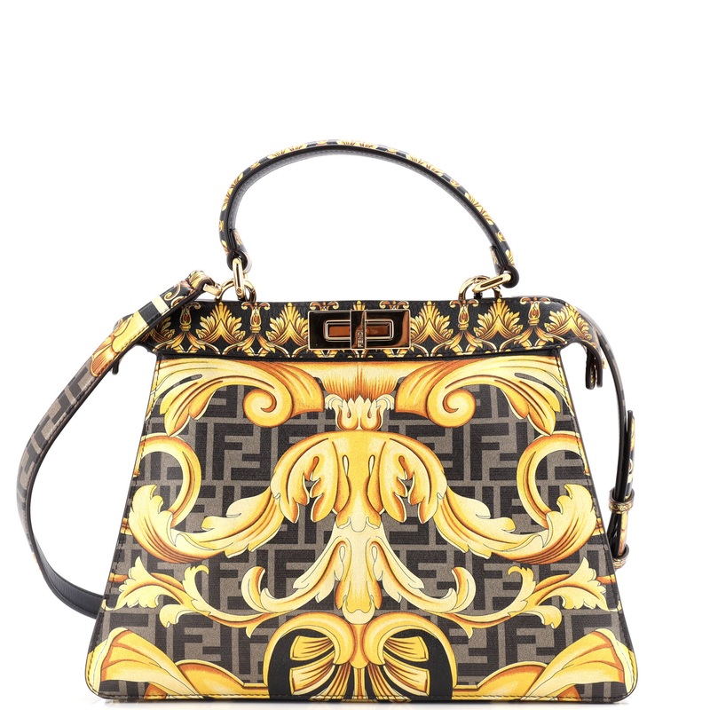 x Versace Fendace ISeeU Peekaboo Bag Printed Laminated Leather Medium