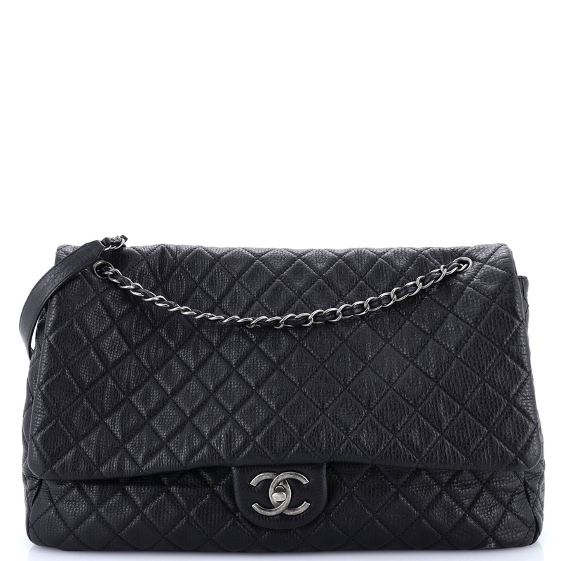 XXL Travel Flap Bag Quilted Calfskin Large