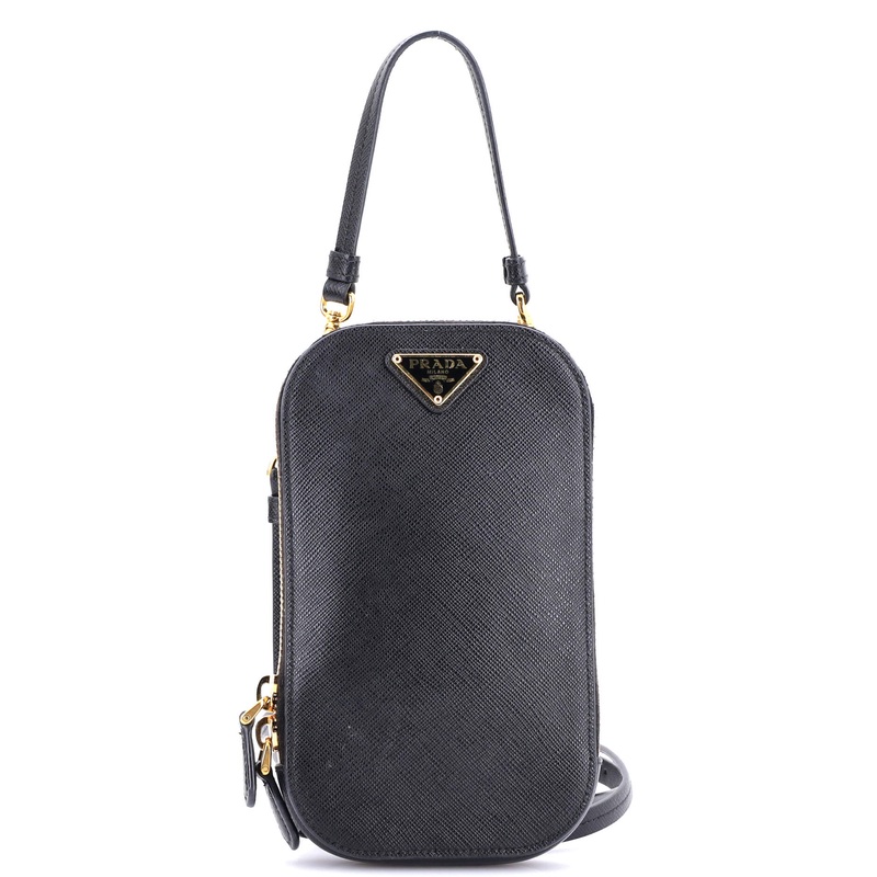 Zip Phone Holder Crossbody Bag Saffiano Leather