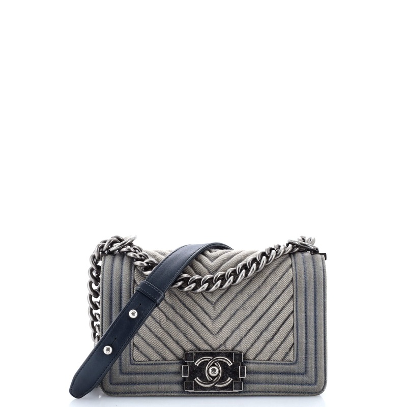 Boy Flap Bag Chevron Denim Small