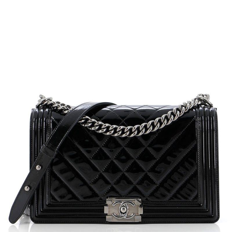 Boy Flap Bag Chevron Patent New Medium