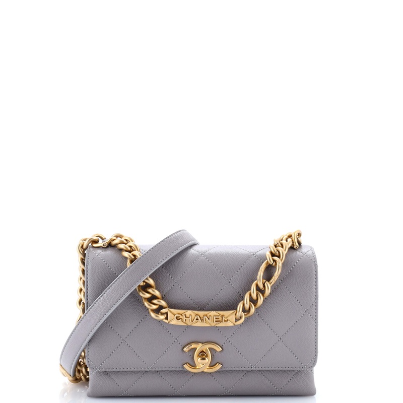 Bracelet On Chain Flap Bag Quilted Caviar Mini