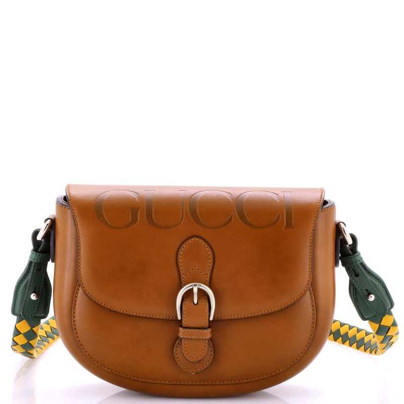 Charisma Flap Shoulder Bag Logo Embossed Leather with Braided Detail