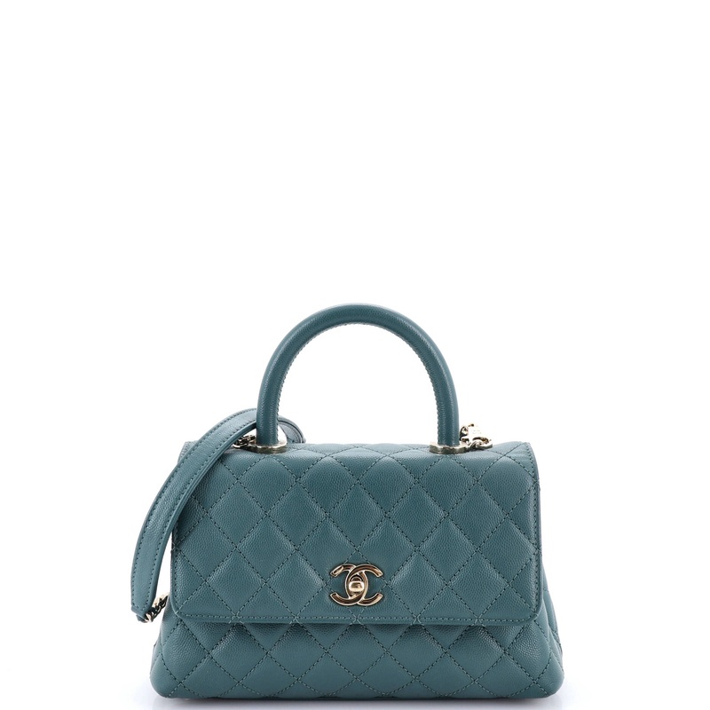 Coco Top Handle Bag Quilted Caviar Mini