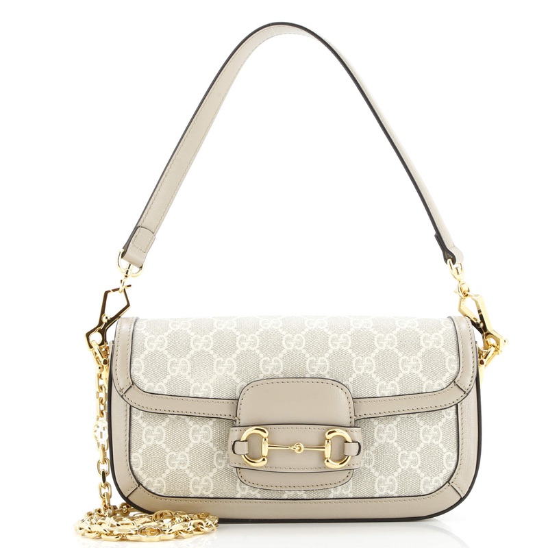 Horsebit 1955 Shoulder Bag GG Coated Canvas with Leather East West