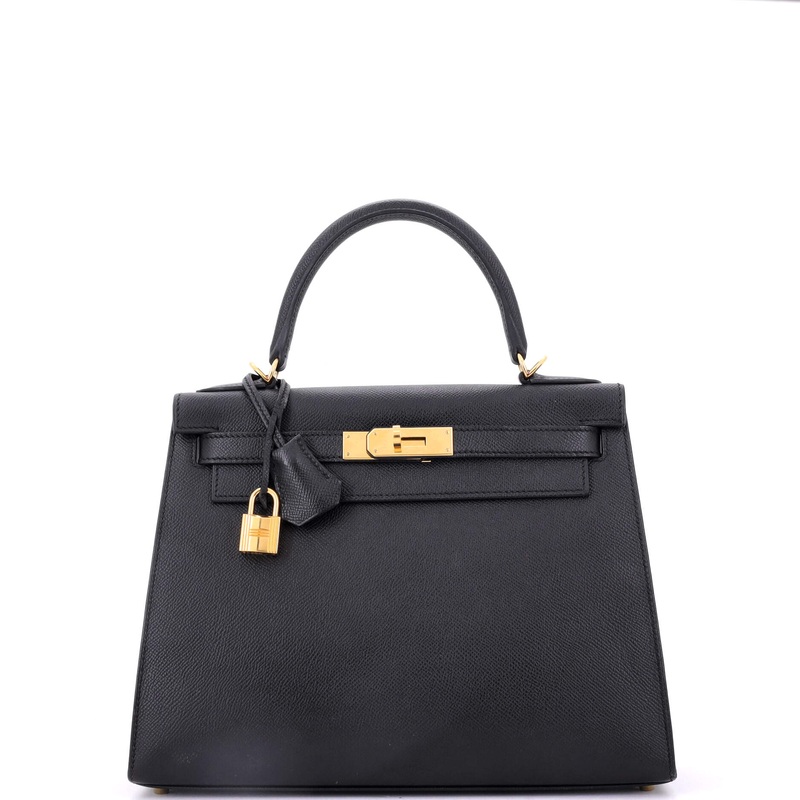 Kelly Handbag Noir Epsom with Gold Hardware 28