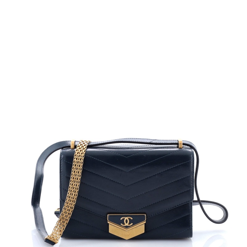 Medal Envelope Flap Bag Chevron Calfskin Small
