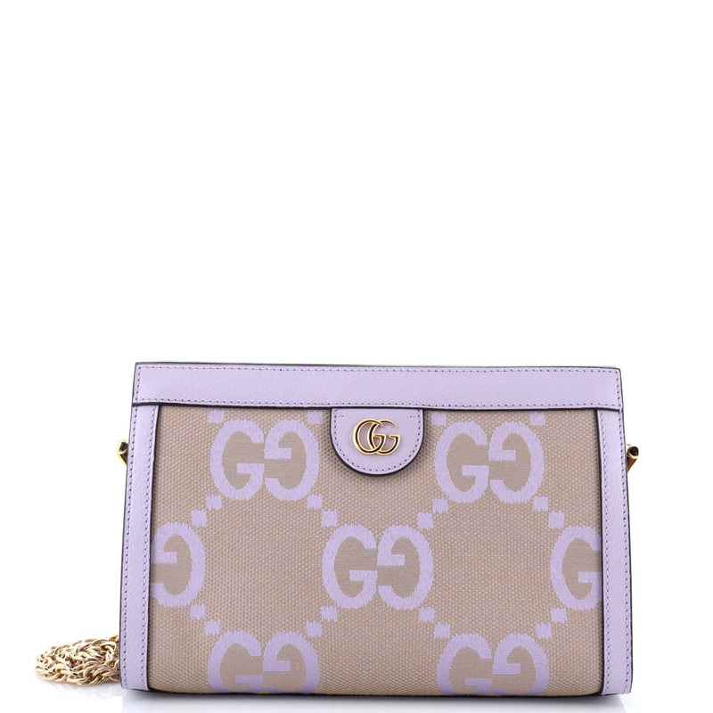 Ophidia Chain Shoulder Bag Jumbo GG Canvas with Leather Small
