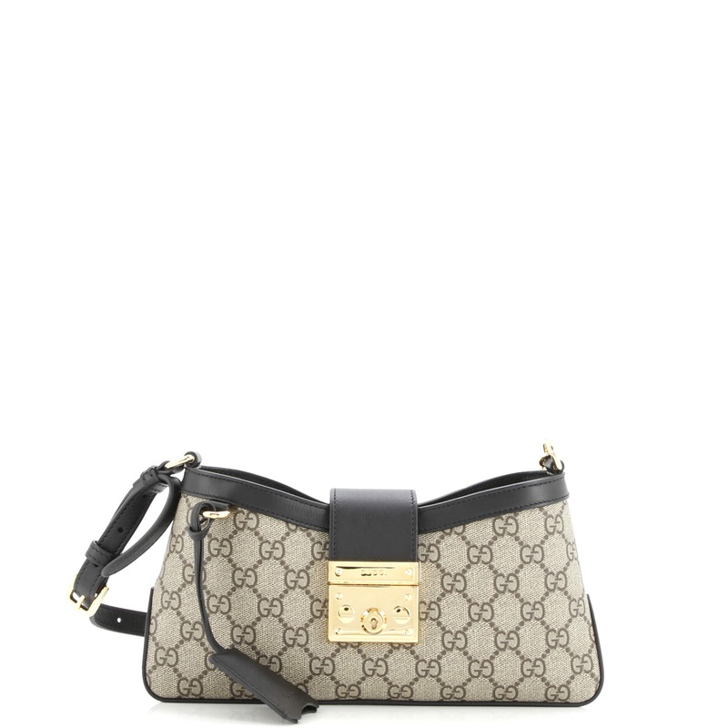 Padlock Chain Shoulder Bag GG Coated Canvas and Leather Small