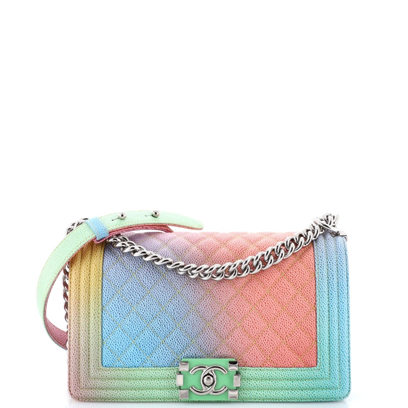 Rainbow Boy Flap Bag Quilted Painted Caviar Old Medium
