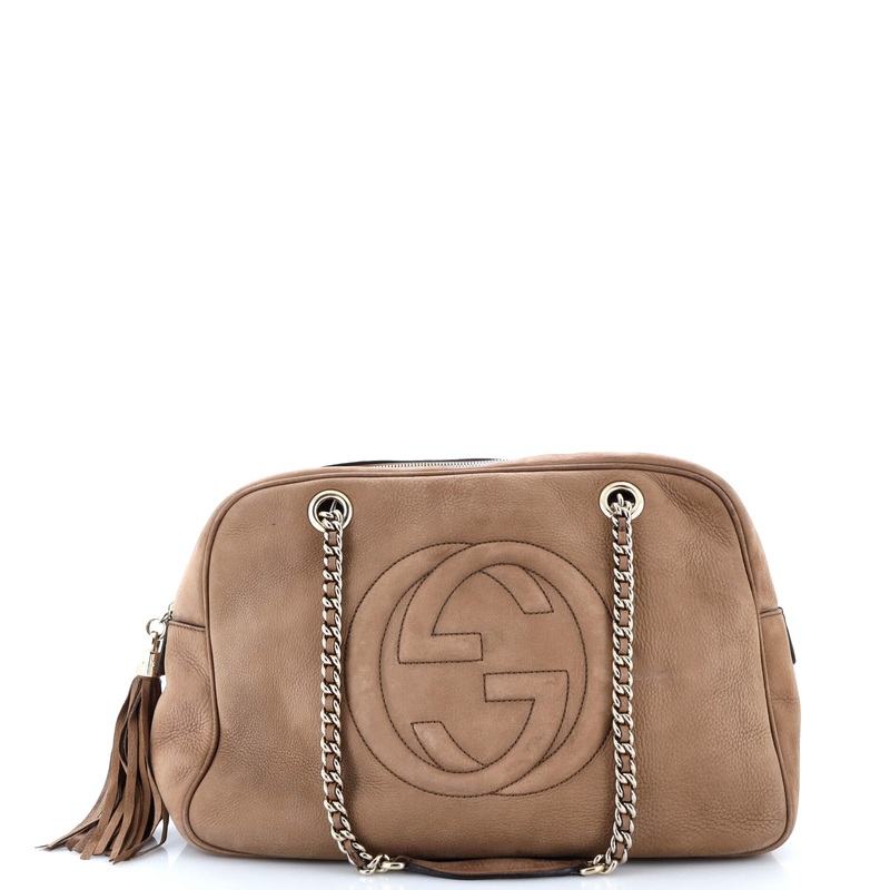 Soho Chain Zip Shoulder Bag Nubuck Medium