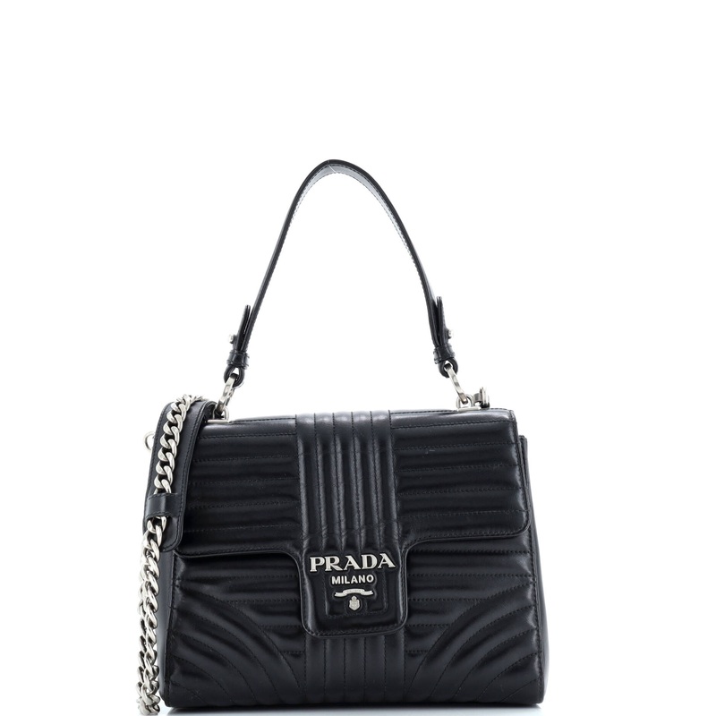 Top Handle Flap Bag Diagramme Quilted Leather Small