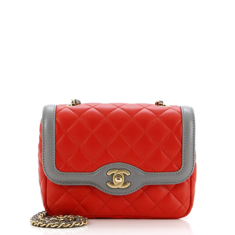 Two Tone Flap Bag Quilted Lambskin Mini