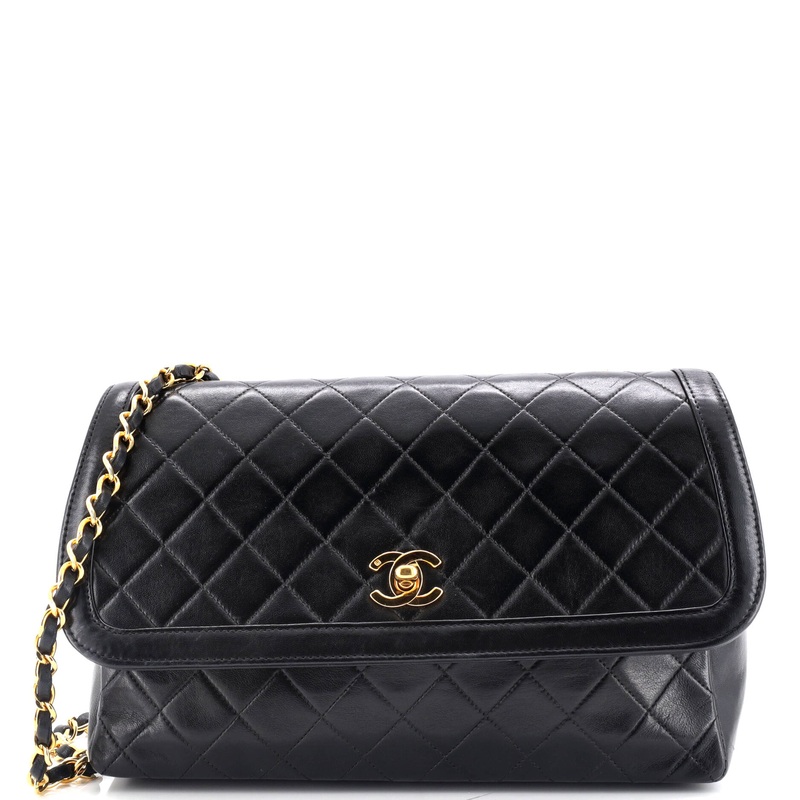 Vintage CC Chain Flap Bag Quilted Lambskin Large