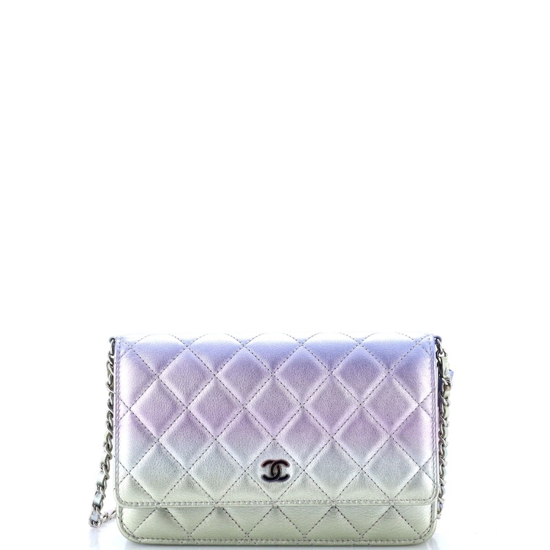 Wallet on Chain Quilted Gradient Metallic Calfskin with Gradient Hardware