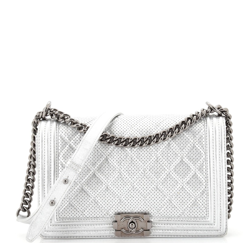 Boy Flap Bag Quilted Perforated Lambskin Old Medium