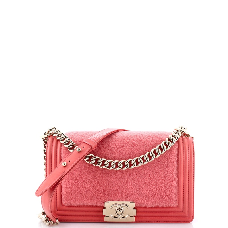 Boy Flap Bag Shearling with Leather Old Medium