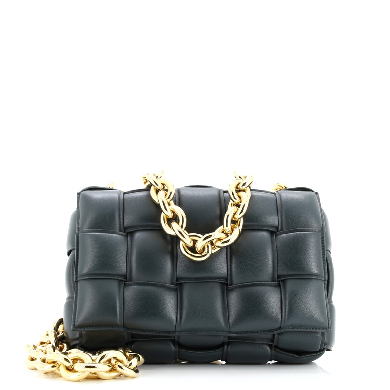 Cassette Chain Crossbody Bag Padded Maxi Intrecciato Leather