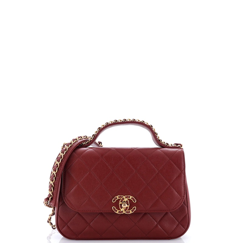 Chain Infinity Top Handle Bag Quilted Lambskin Small