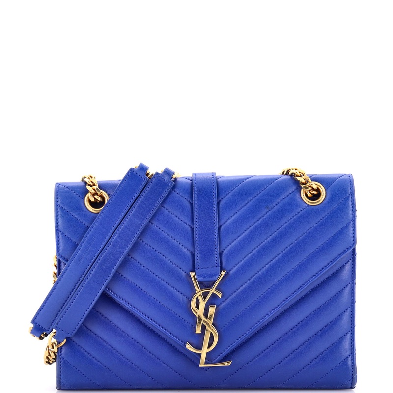 Classic Monogram Envelope Satchel Matelasse Chevron Leather Medium