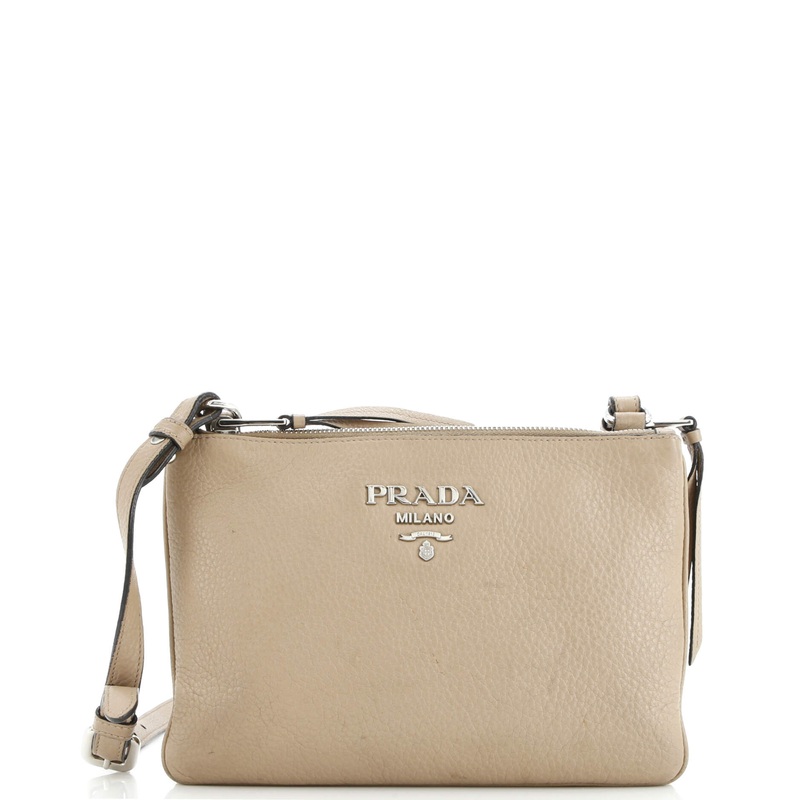 Double Zip Crossbody Bag Vitello Daino Small