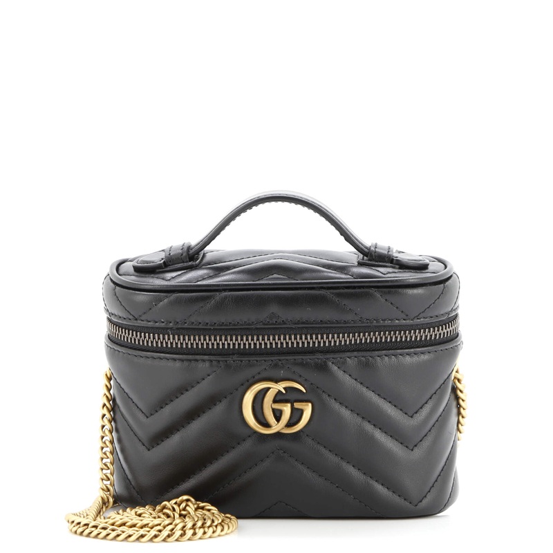 GG Marmont Top Handle Vanity Chain Bag Matelasse Leather Mini