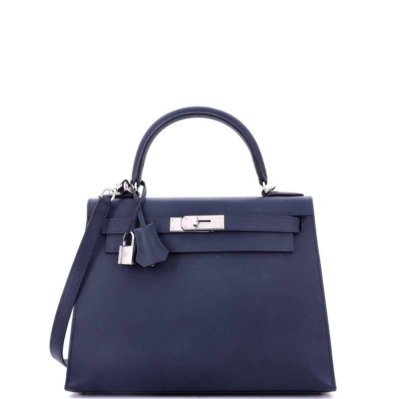 Kelly Handbag Bleu Navy Epsom with Palladium Hardware 28