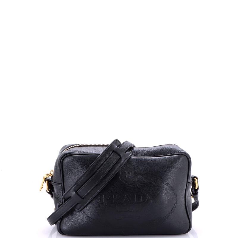 Logo Camera Bag Embossed Leather Small