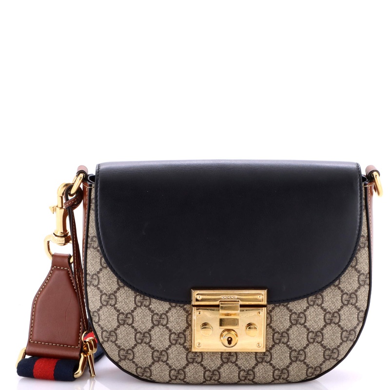 Padlock Saddle Shoulder Bag GG Coated Canvas and Leather Medium