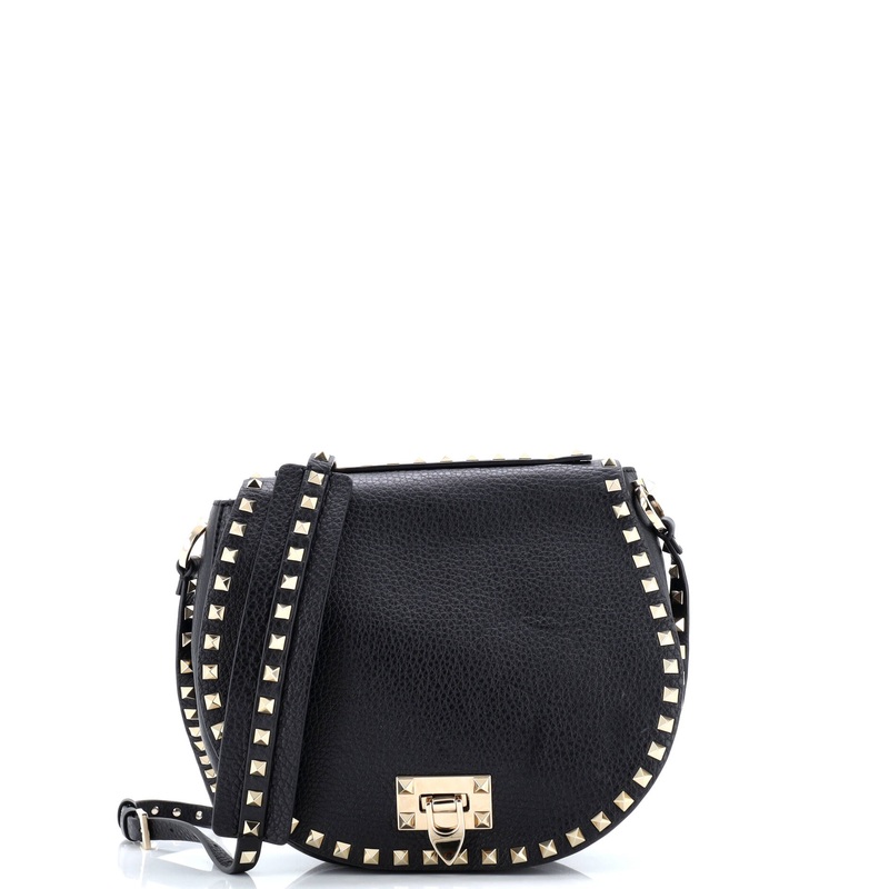 Rockstud Flip Lock Saddle Bag Leather Small
