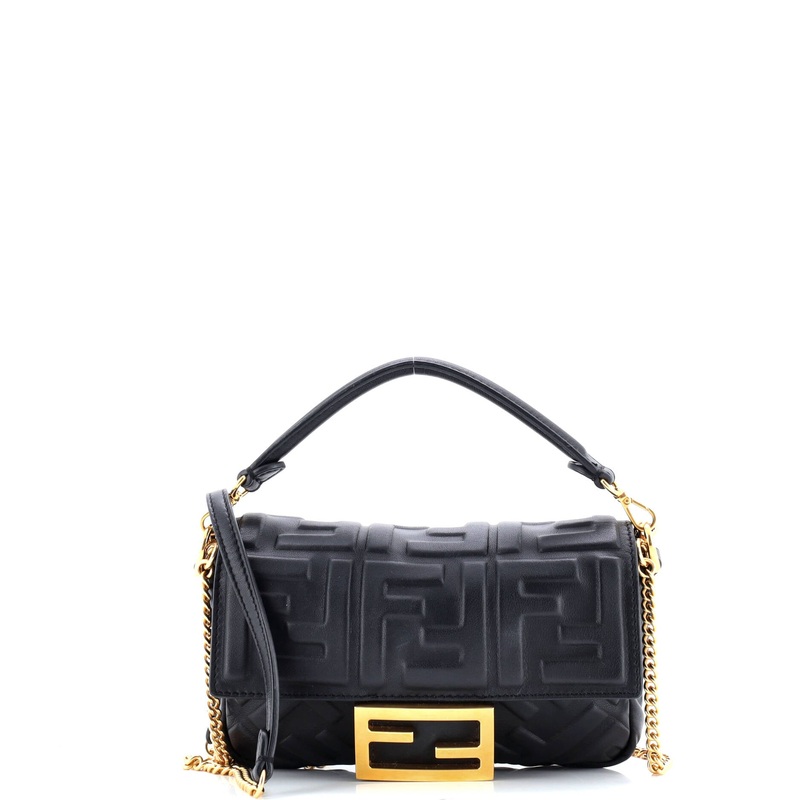 Baguette NM Bag Zucca Embossed Leather Mini