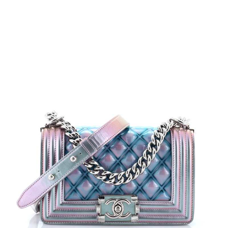 Boy Flap Bag Quilted Holographic PVC Small