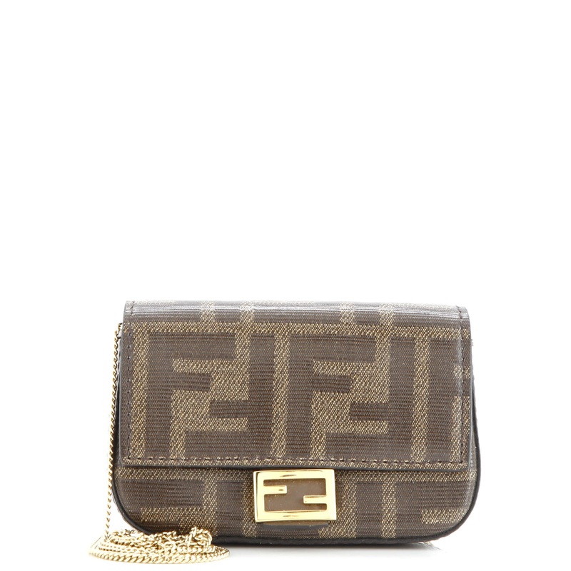 Chain Baguette Charm Bag Zucca Coated Canvas Nano